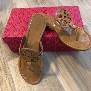 Tory Burch Sand Patent Leather Miller Sandal